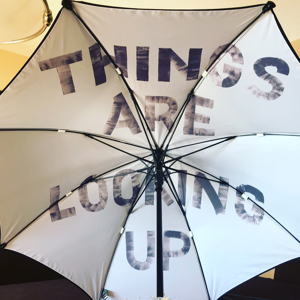 Umbrella with Oversized Message on the Inside